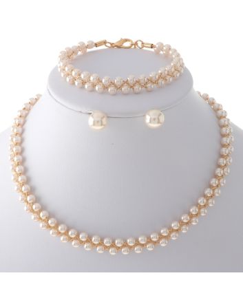 Synthetic Pearl Necklace Earring Set