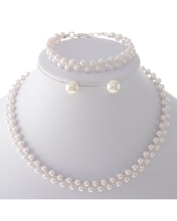 Synthetic Pearl Necklace Earring Set