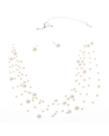 Synthetic Pearl Necklace Earring Set