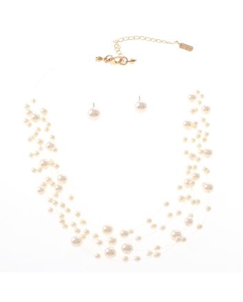 Synthetic Pearl Necklace Earring Set