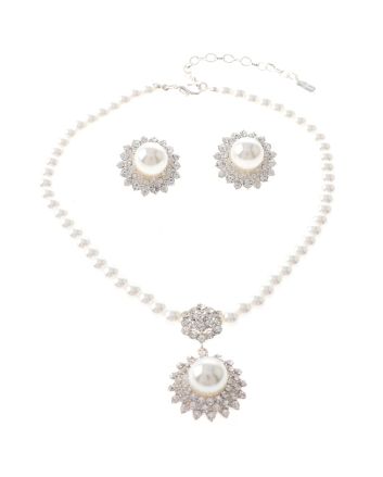 Synthetic Pearl Necklace Earring Set
