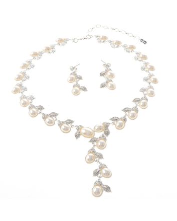 Synthetic Pearl Necklace Earring Set 