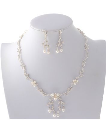 Synthetic Pearl Necklace Earring Set