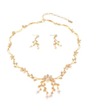 Synthetic Pearl Necklace Earring Set 