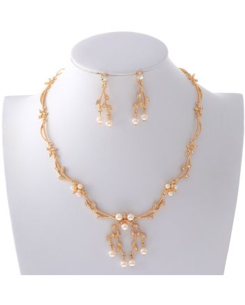 Synthetic Pearl Necklace Earring Set 