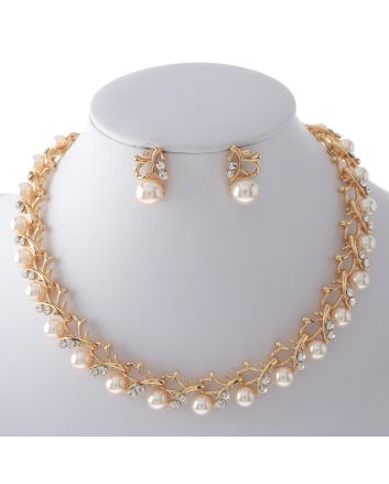 Synthetic Pearl Necklace Earring Set 