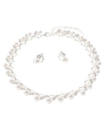 Synthetic Pearl Necklace Earring Set 