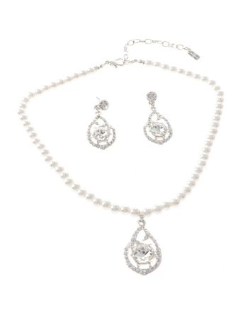 Synthetic Pearl Necklace Earring Set 