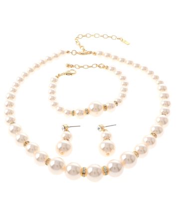 Synthetic Pearl Necklace Earring Set