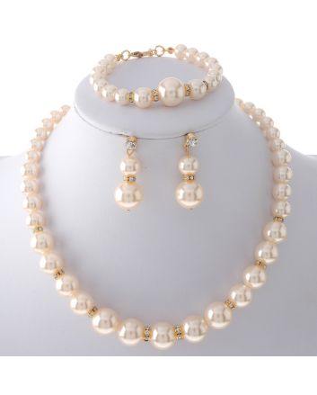 Synthetic Pearl Necklace Earring Set