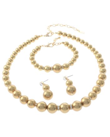 Synthetic Pearl Necklace Earring Set