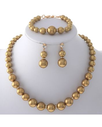 Synthetic Pearl Necklace Earring Set