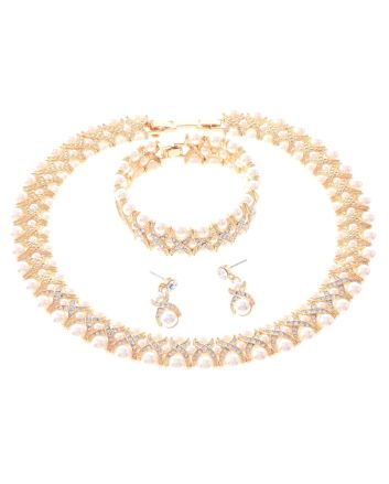 Synthetic Pearl Necklace Earring Set