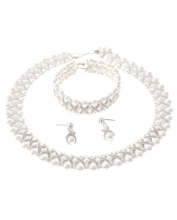 Synthetic Pearl Necklace Earring Set
