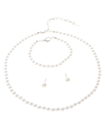 Synthetic Pearl Necklace Earring Set