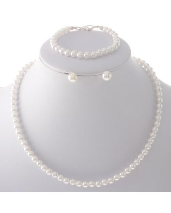 Synthetic Pearl Necklace Earring Set