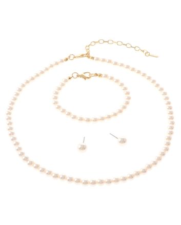 Synthetic Pearl Necklace Earring Set