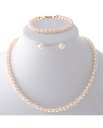 Synthetic Pearl Necklace Earring Set