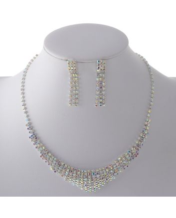 Rhinestone Necklace Earring Set