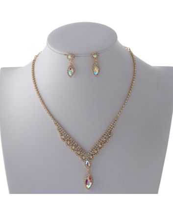 Rhinestone Necklace Earring Set