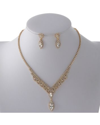 Rhinestone Necklace Earring Set
