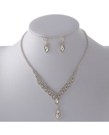 Rhinestone Necklace Earring Set