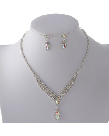 Rhinestone Necklace Earring Set