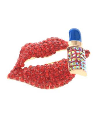 Crystal Lips Brooch