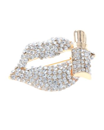 Crystal Lips Brooch