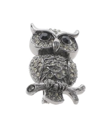 Crystal Owl Brooch  