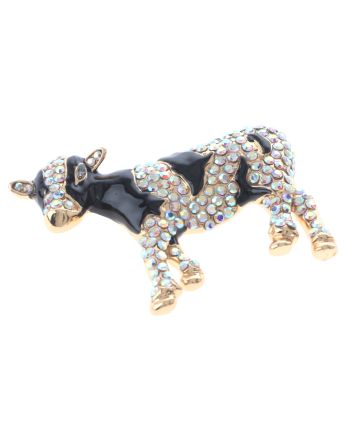 Crystal Cow Brooch