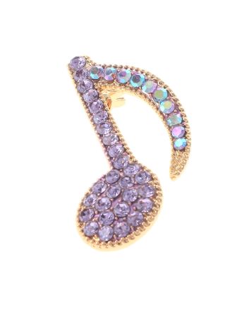 Crystal Music Note Brooch