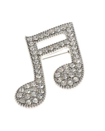 Crystal Music Note Brooch