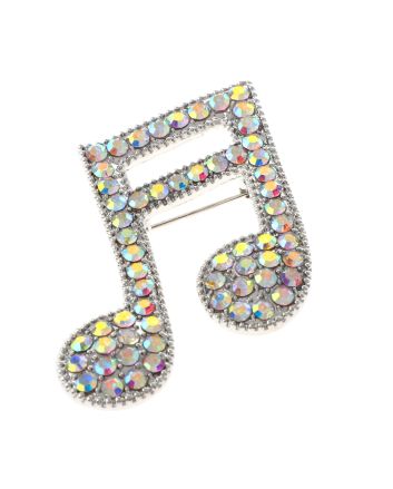 Crystal Music Note Brooch