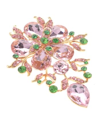 Extra Large Crystal Flower Brooch