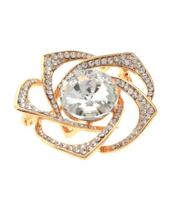 Medium Size Crystal Rose Brooch