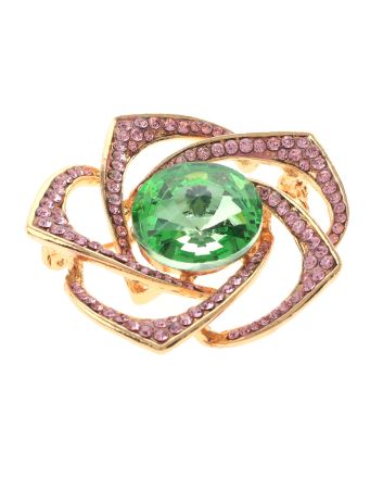 Medium Size Crystal Rose Brooch
