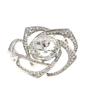 Medium Size Crystal Rose Brooch