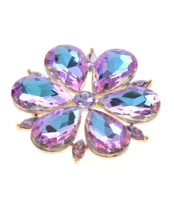 Large Crystal Flower Brooch