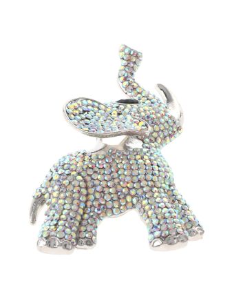 Large Crystal Elephant Brooch