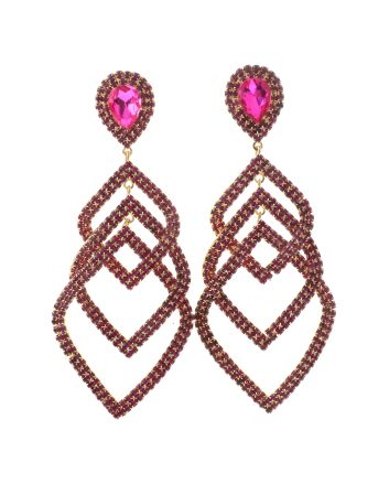 Large Crystal Chain Post Earrings