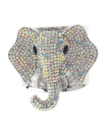 Rhinestone Elephant Cuff Bracelet 
