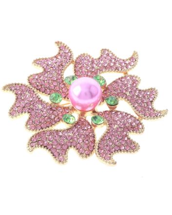 Large Crystal Flower Brooch