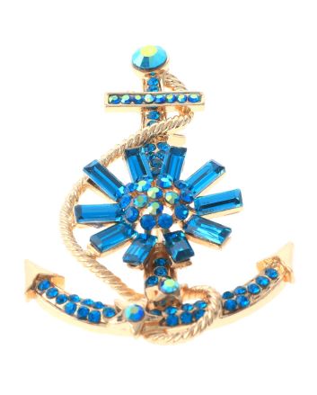 Crystal Anchor Brooch