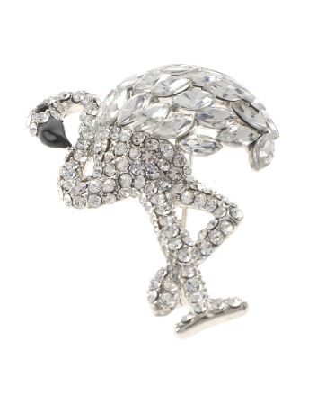 Rhinestone Flamingo Brooch