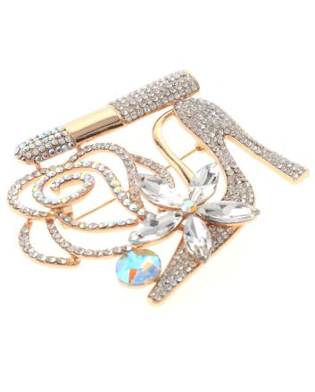 Large Crystal High Heel Shoe Brooch