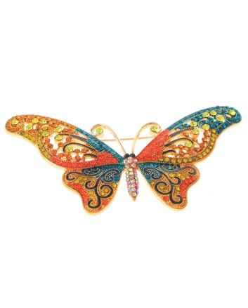 Large Crystal Butterfly Pin