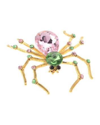 Large Crystal Spider Brooch  