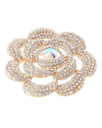Large Crystal Flower Brooch  