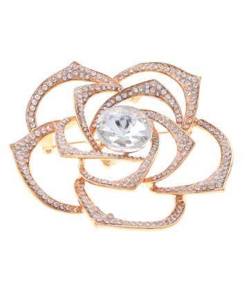 Large Crystal Rose Brooch
